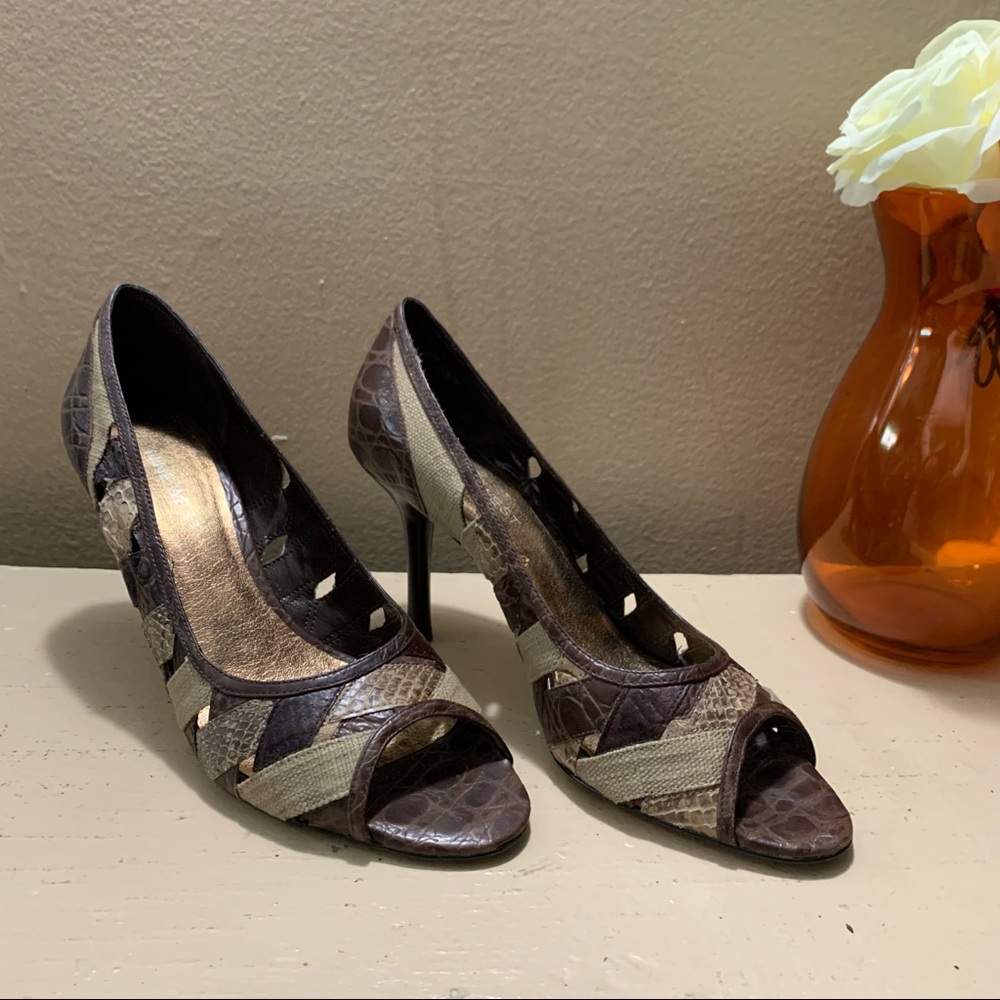 Nine West • brown open toed heels